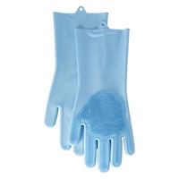 silicone cleaning gloves with scrubbers, 1 pair