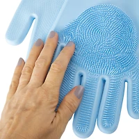 silicone cleaning gloves with scrubbers, 1 pair