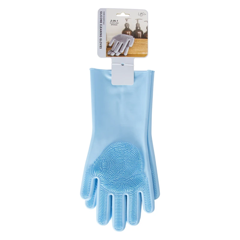 silicone cleaning gloves with scrubbers, 1 pair