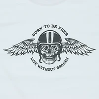'born to be free' skull graphic tee