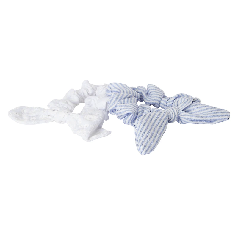 eyelet & stripes bow scrunchies 2-pack