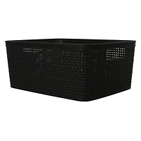 medium woven plastic storage bin 9.6in x 7.5in
