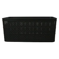 medium woven plastic storage bin 9.6in x 7.5in