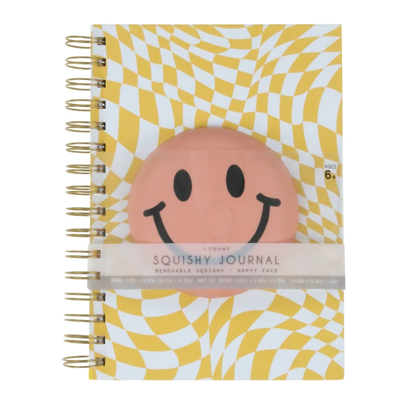 squishy happy face spiral journal 6.5in x 8.26in