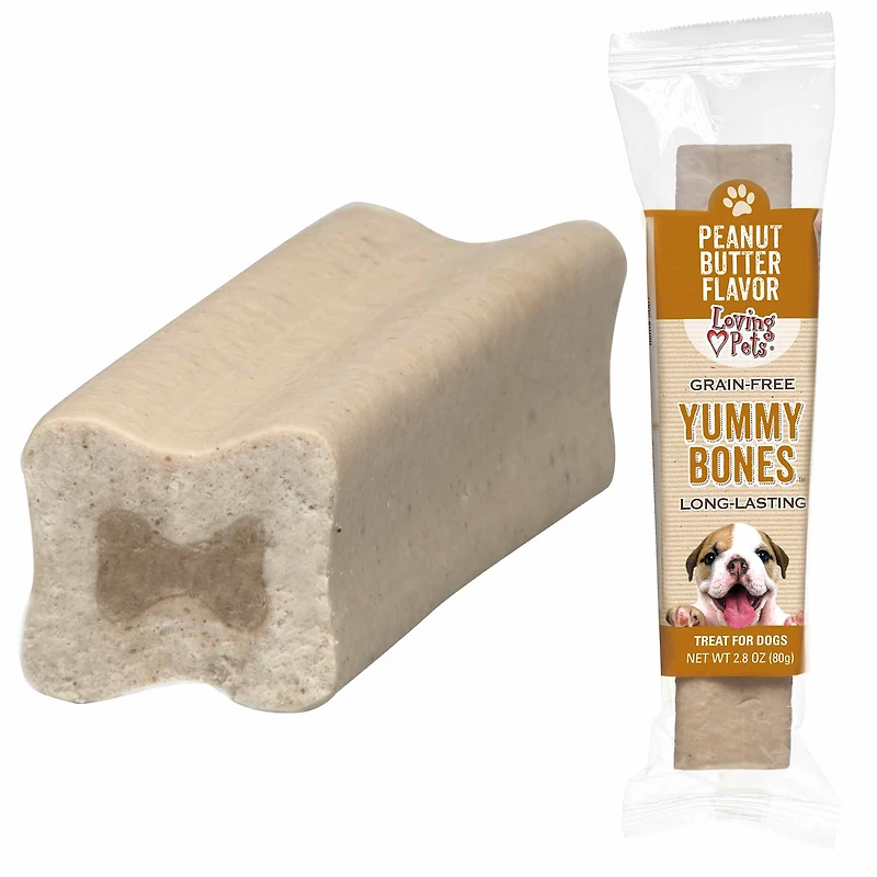 loving pets® yummy bones dog treat, peanut butter 2.8oz