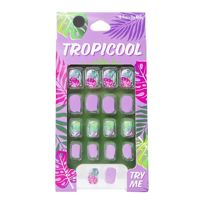tropicool press-on nails 18-piece set