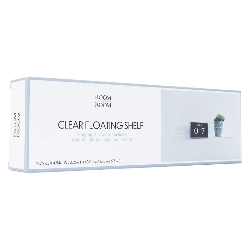 clear floating shelf 15.75in x 4.8in