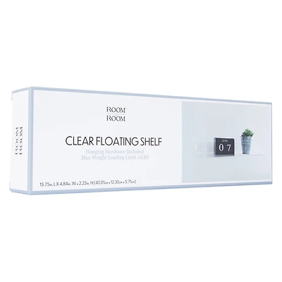clear floating shelf 15.75in x 4.8in