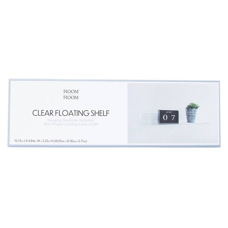 clear floating shelf 15.75in x 4.8in