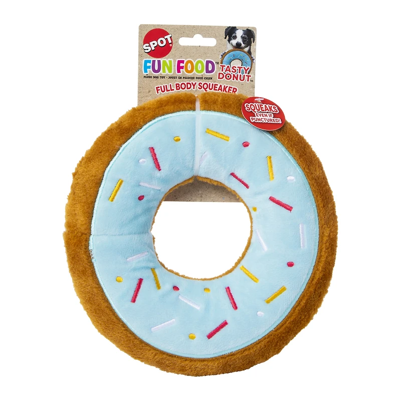 donut plush dog toy 9in
