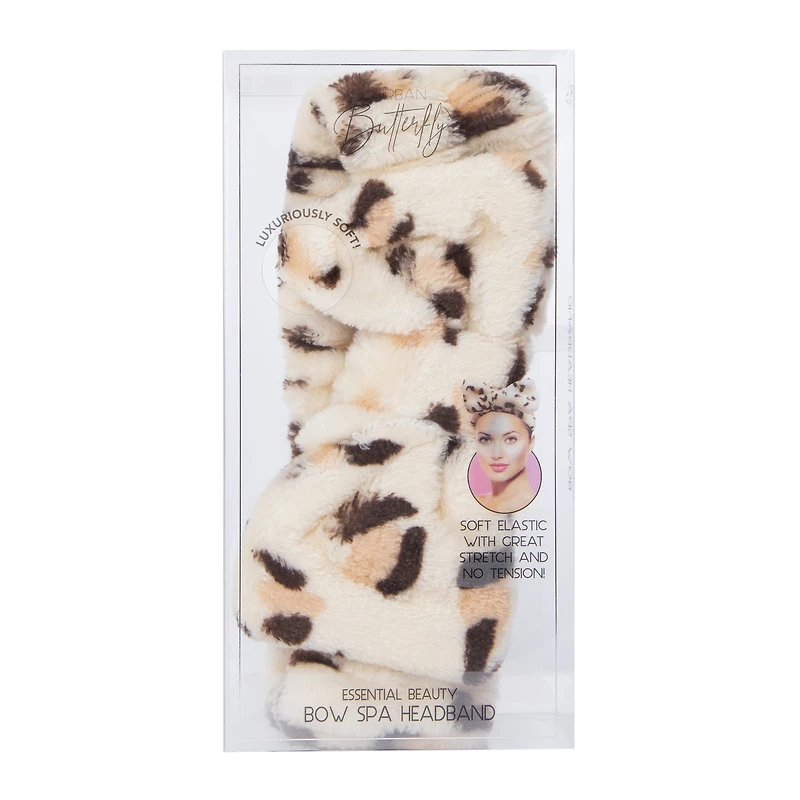 leopard bow spa headband