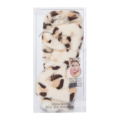 leopard bow spa headband