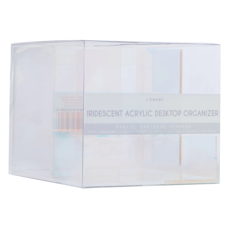 iridescent acrylic desktop organizer 5in x 4.5in