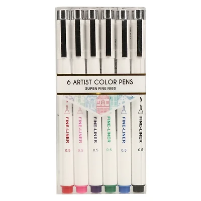 6-count artist pens set - assorted colors