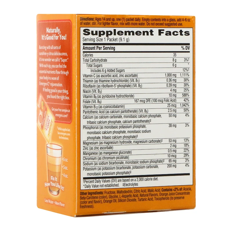 emergen-c® super orange daily immune support drink mix packets 10-count