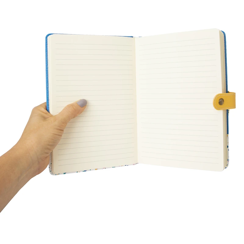 printed faux leather snap journal 5.5in x 8.25in