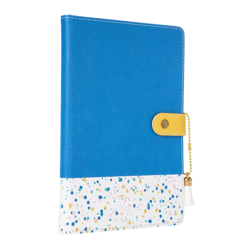 printed faux leather snap journal 5.5in x 8.25in