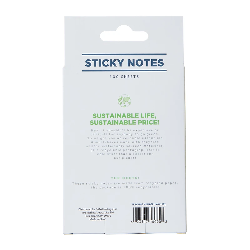 recycled sticky notes 100-sheet pad