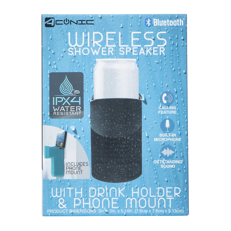 bluetooth® shower speaker with drink holder & phone mount