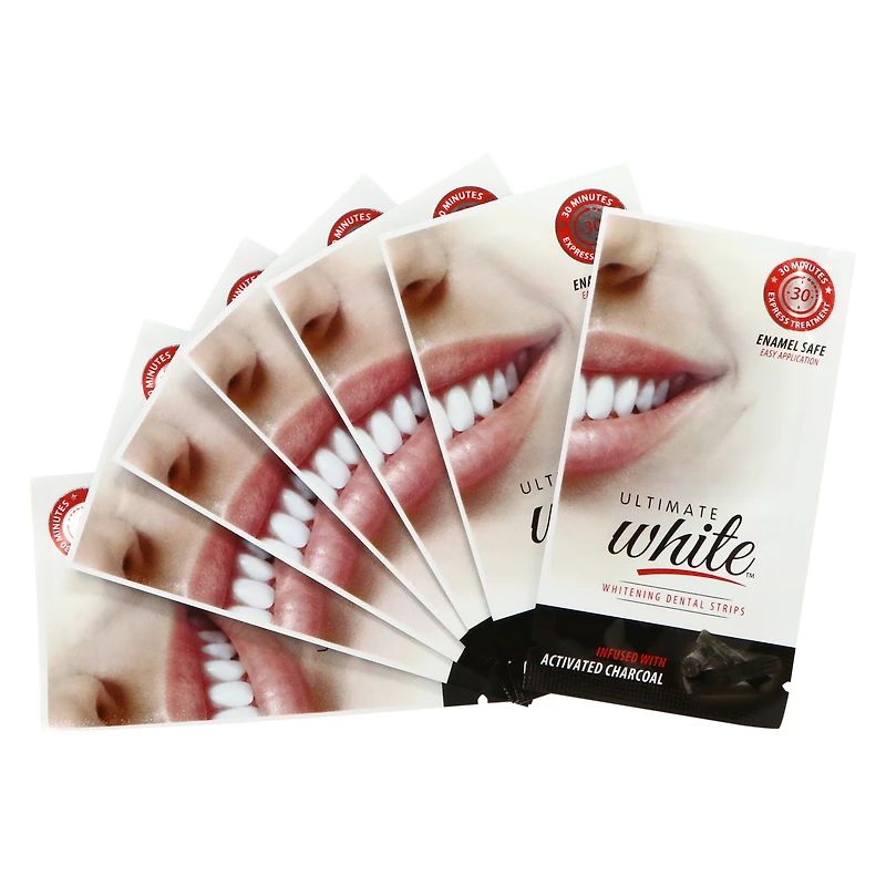 ultimate white™ whitening dental strips w/ activated charcoal - 7 day treatment
