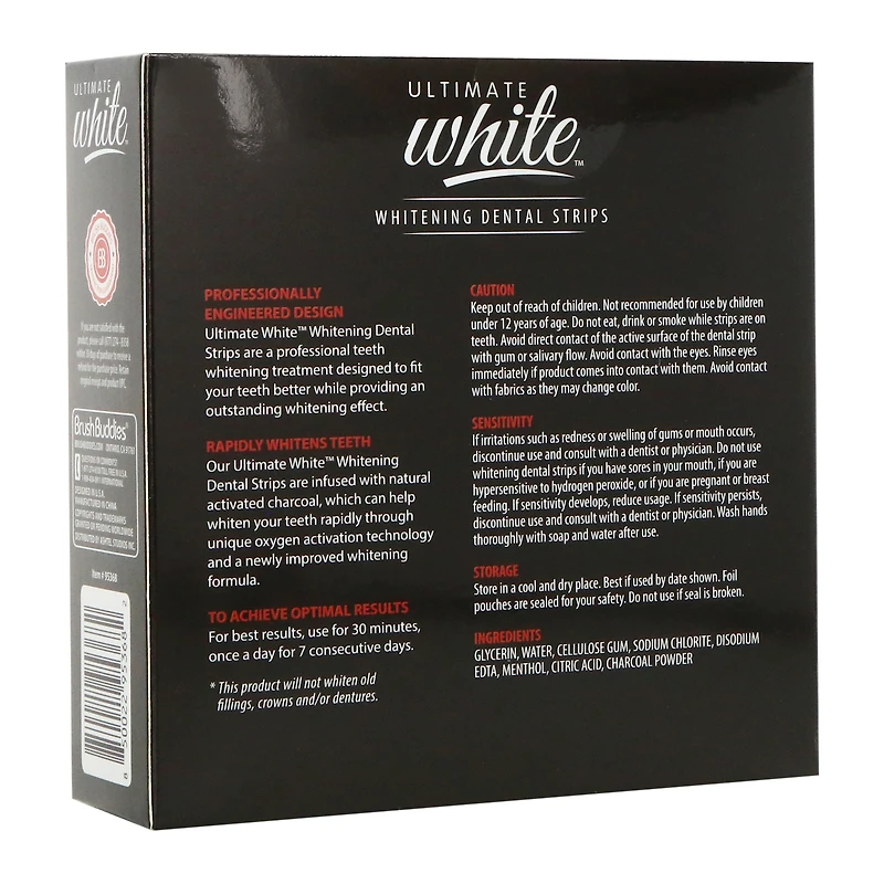 ultimate white™ whitening dental strips w/ activated charcoal - 7 day treatment
