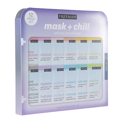 freeman® mask + chill self-care skincare fridge 12-piece
