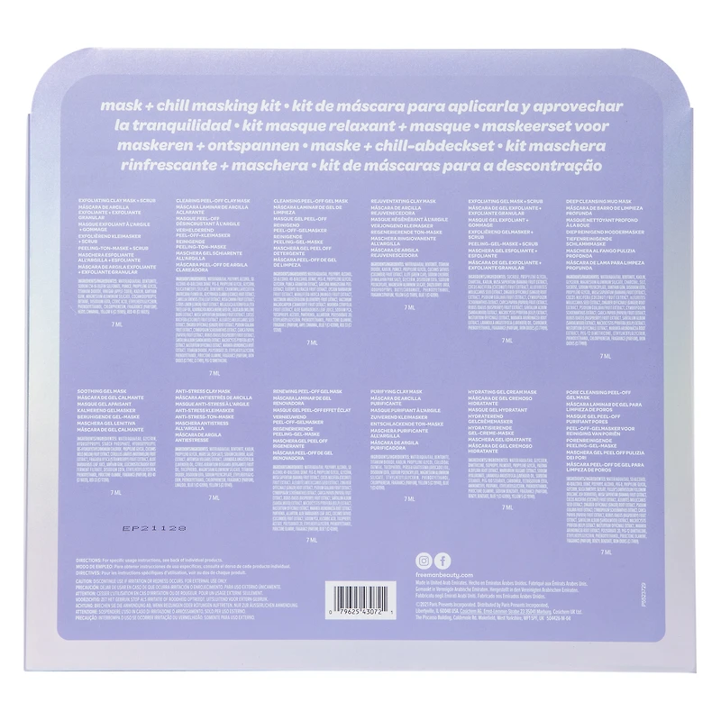 freeman® mask + chill self-care skincare fridge 12-piece