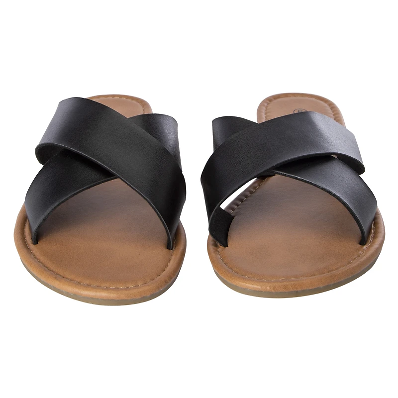 black x-strap sandals