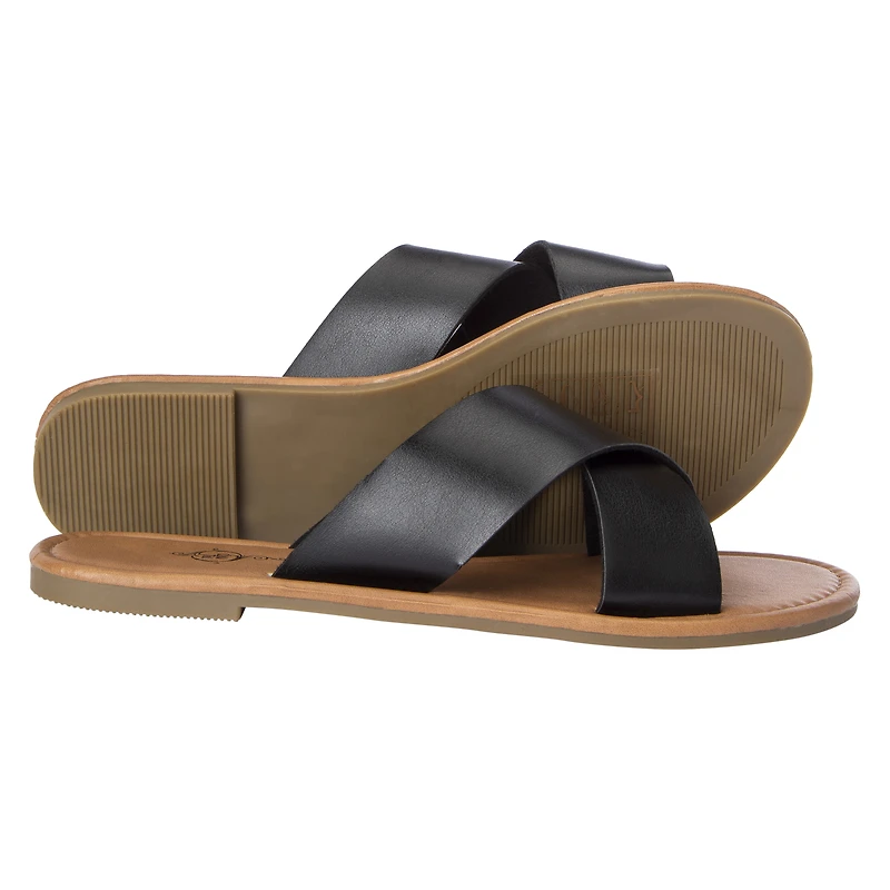 black x-strap sandals