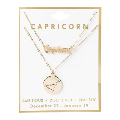 Layered Zodiac Necklace - Capricorn