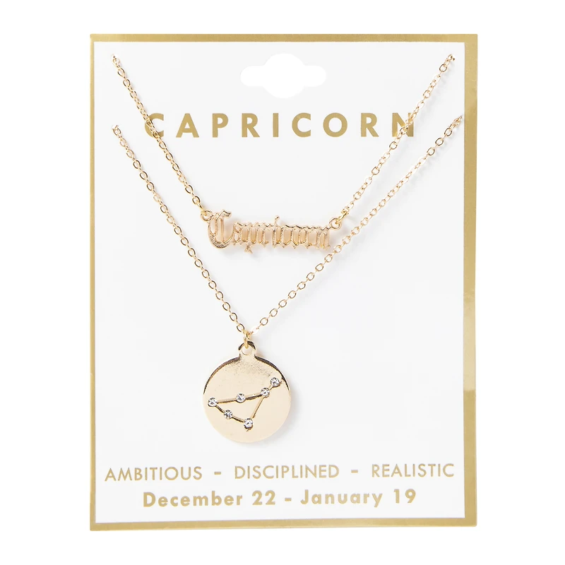 Layered Zodiac Necklace - Capricorn