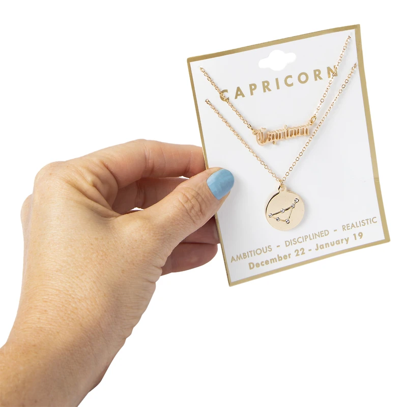 Layered Zodiac Necklace - Capricorn