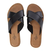 black x-strap sandals