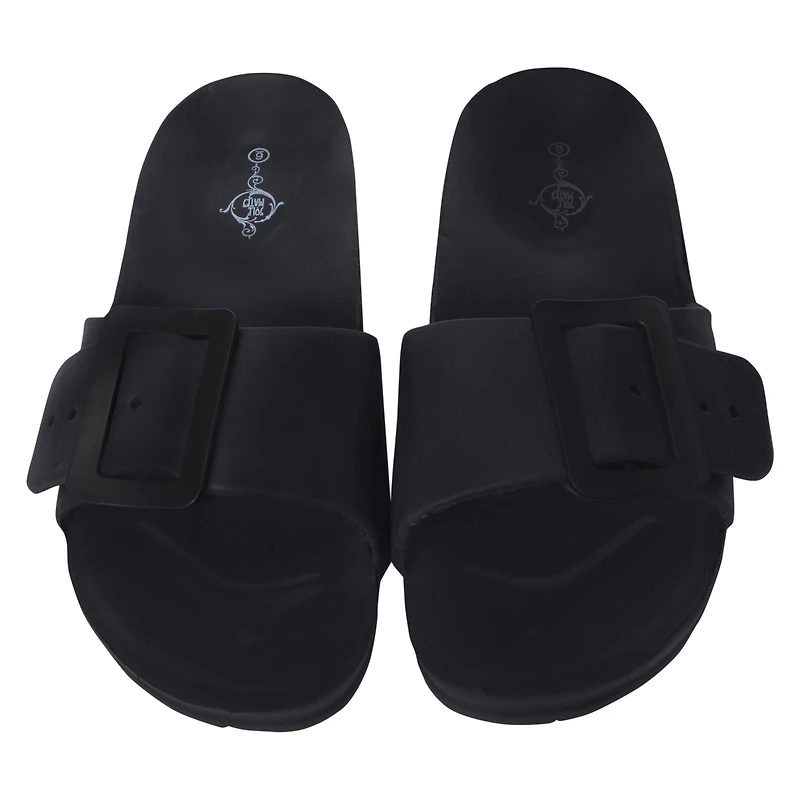 orange EVA buckle slide sandals