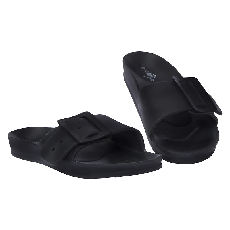 orange EVA buckle slide sandals