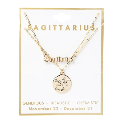 Layered Zodiac Necklace - Sagittarius