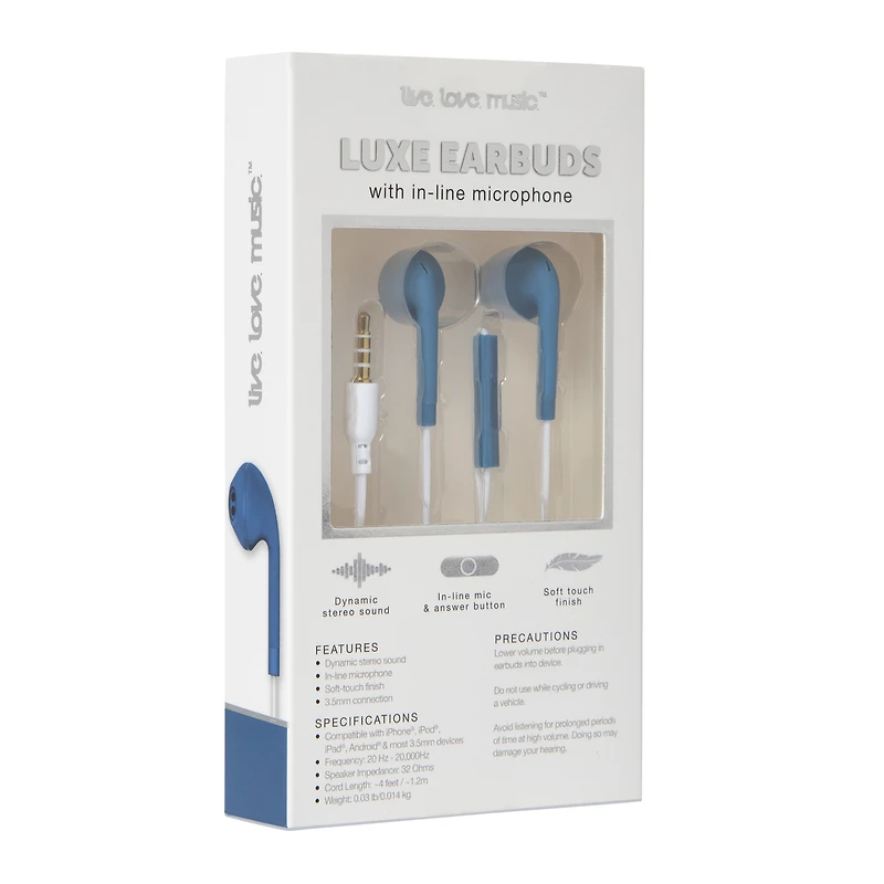 luxe wired earbuds with inline microphone