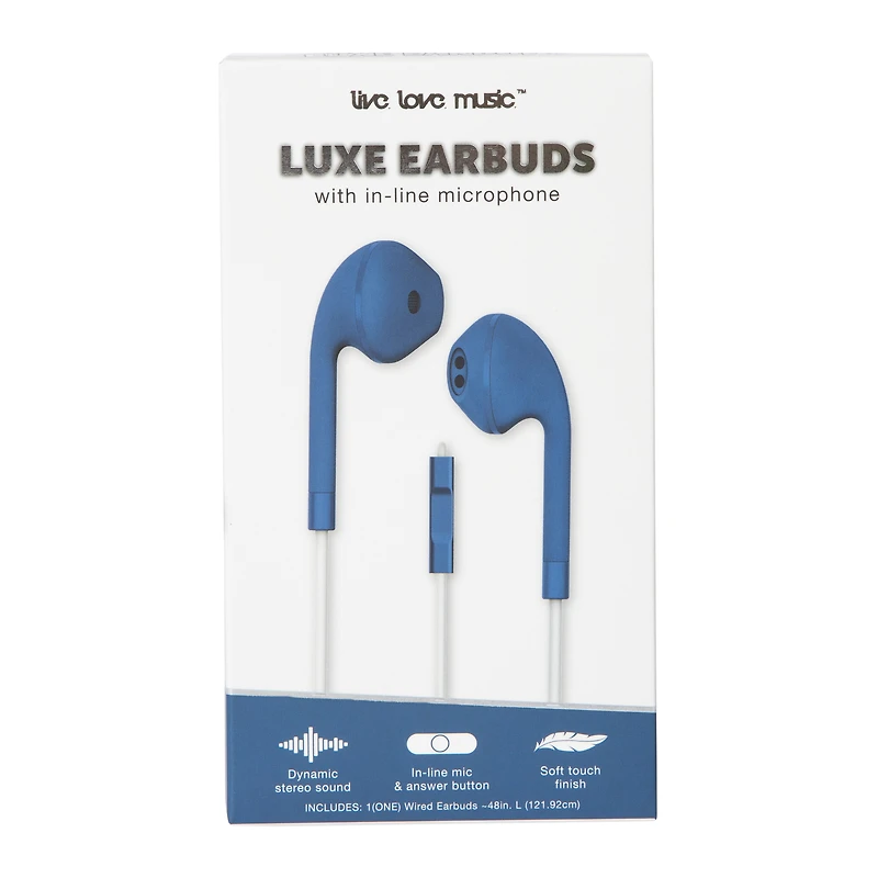 luxe wired earbuds with inline microphone