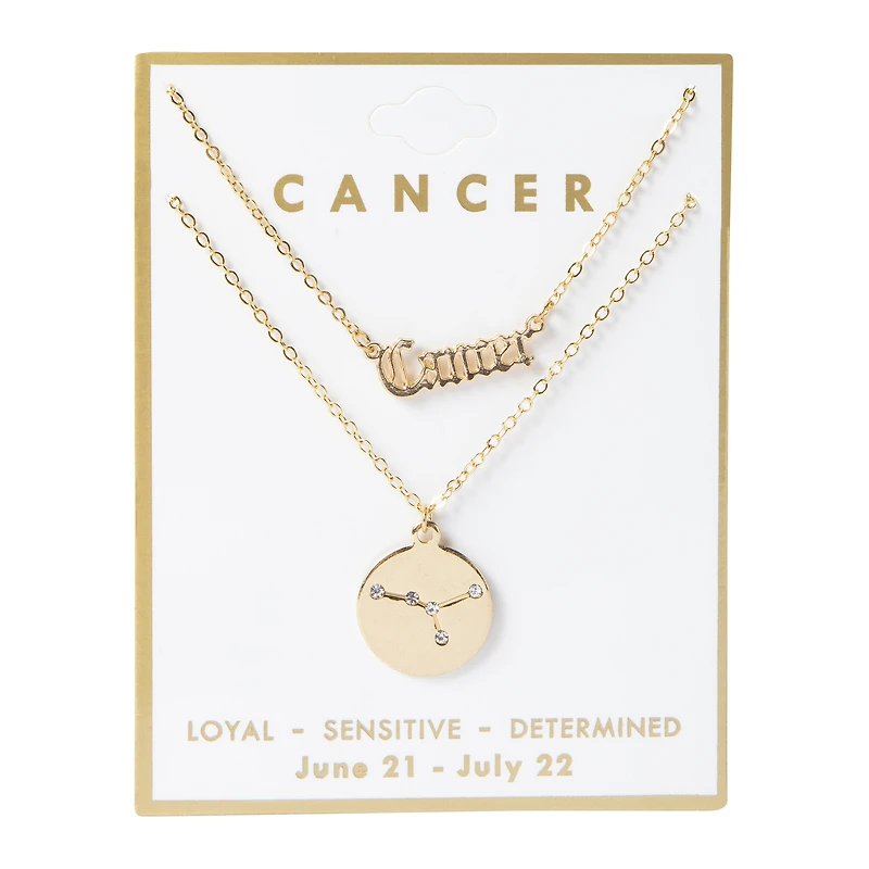 Layered Zodiac Necklace - Cancer