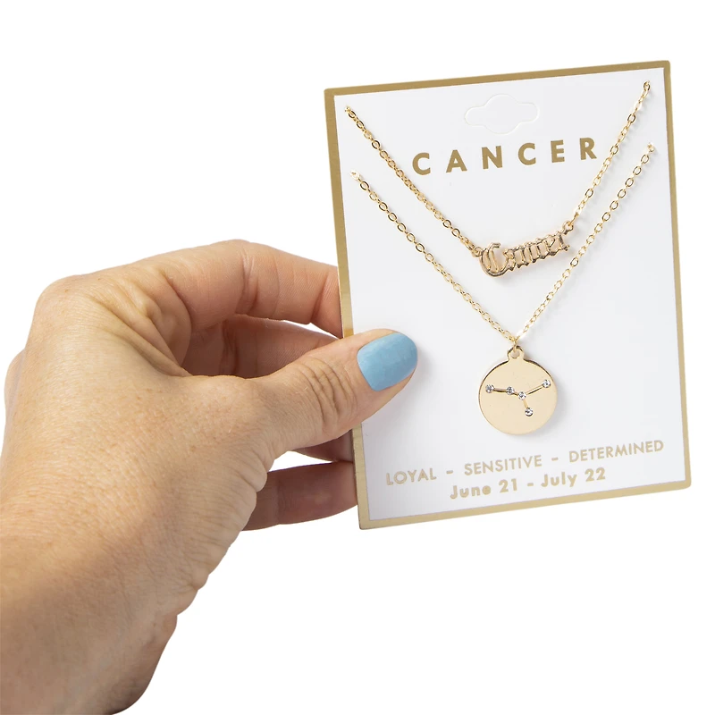 Layered Zodiac Necklace - Cancer