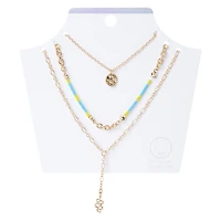 snake charm & beaded necklaces 3-piece set
