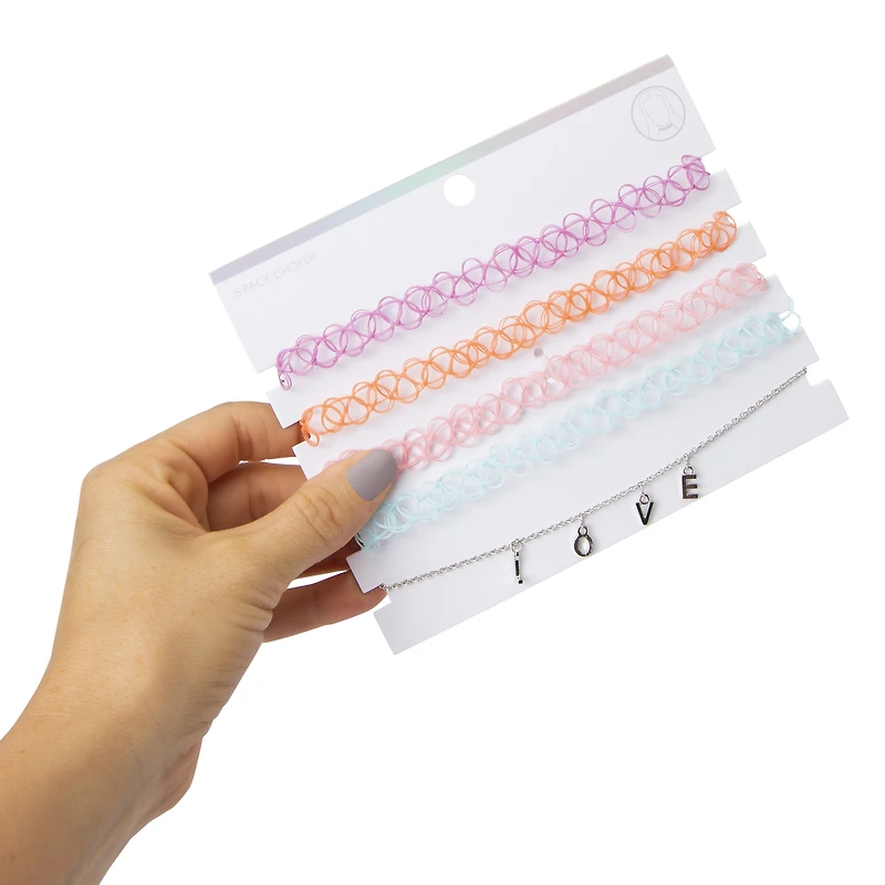 bright love choker necklaces 5-piece set