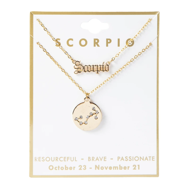 Layered Zodiac Necklace - Scorpio