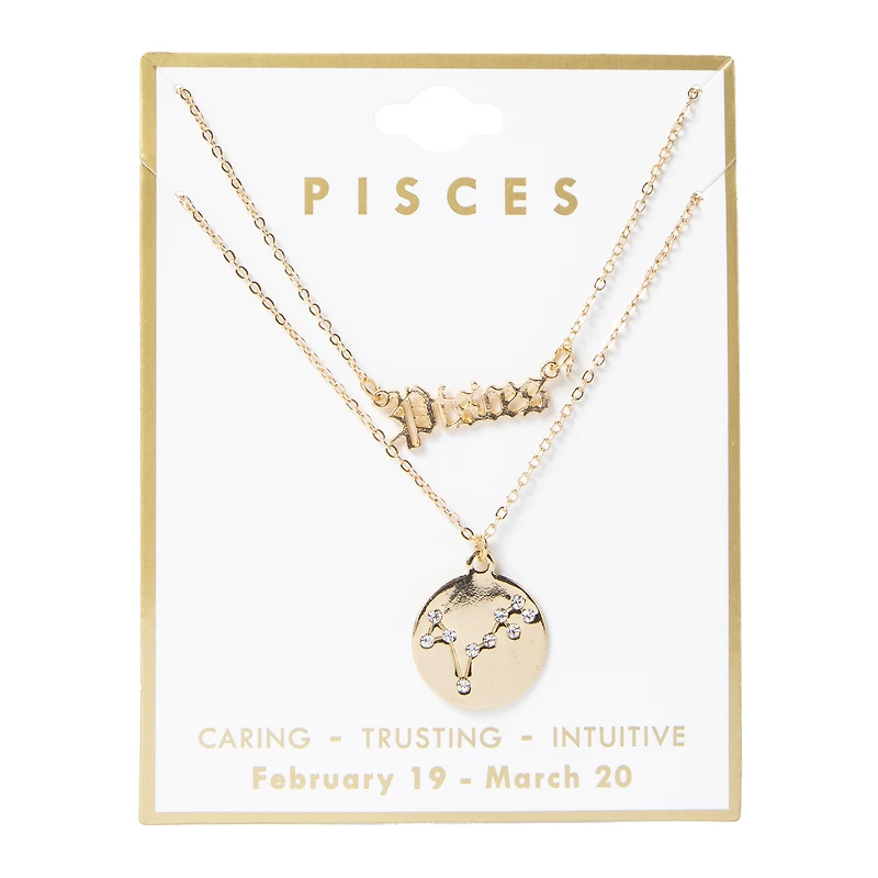 Layered Zodiac Necklace - Pisces