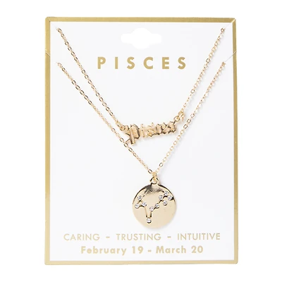 Layered Zodiac Necklace - Pisces