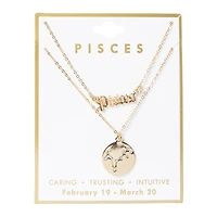 Layered Zodiac Necklace - Pisces
