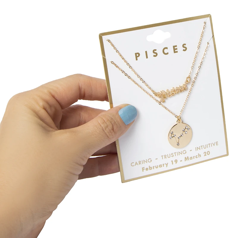 Layered Zodiac Necklace - Pisces