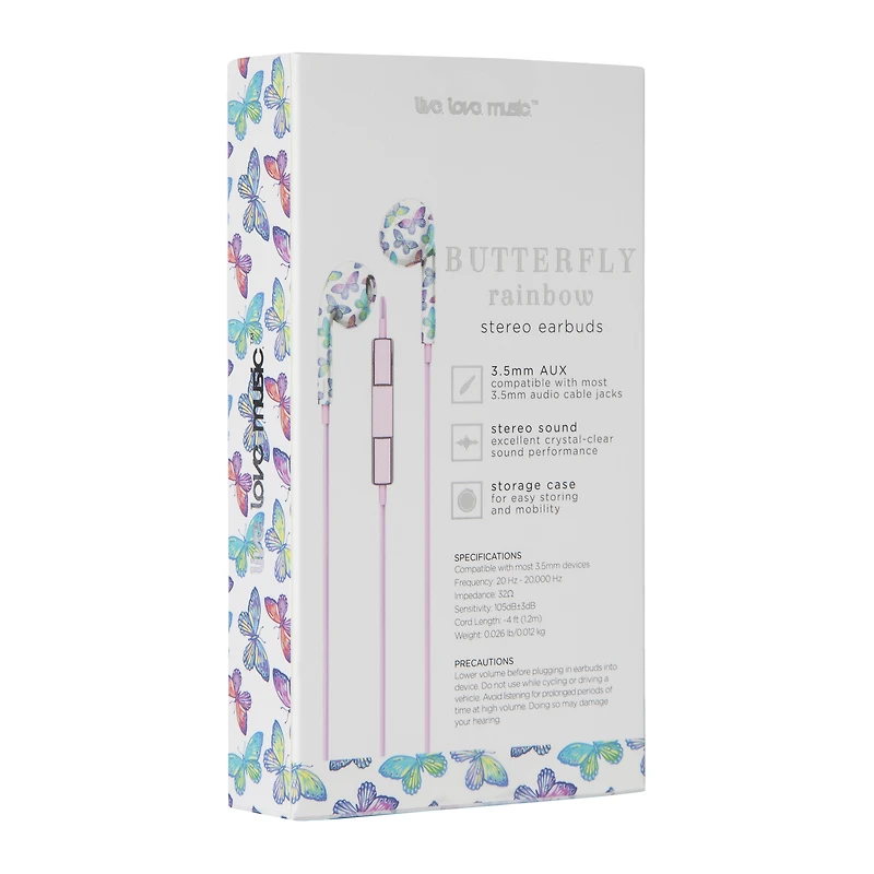 printed luxe wired earbuds w/ microphone