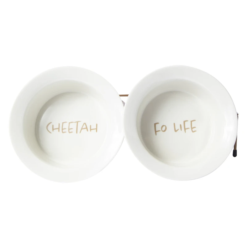 6in ceramic bowl double pet feeder set