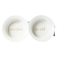 6in ceramic bowl double pet feeder set